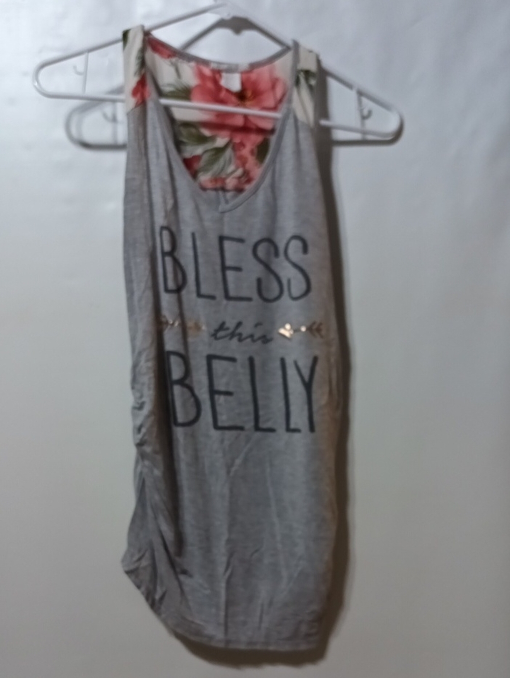 Women’s Maternity Gray Graphic Tank Top - 'Bless This Belly'